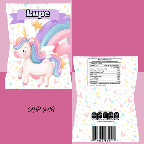 Kit Imprimible Cumpleaños Candy Bar Unicornio Arcoiris 2