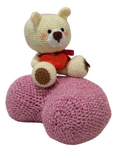 Peluche Oso Sentado En Corazon Crochet