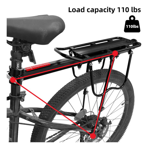 Portabultos Trasero Bicicleta Aluminio Alloy Modelo Universa Negro