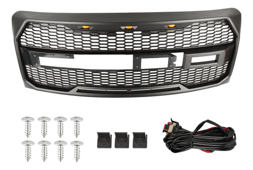 Rejilla Frontal Para Ford Luz Led Ambar Negro Mate Letra