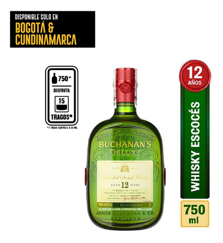 Imagen 1 de 2 de Whisky Buchanans Deluxe 750ml - mL a $163