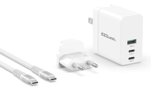 Ezquest Cargador Gan Usb C  Pd 90w + Cable Blindado Usb C 2m