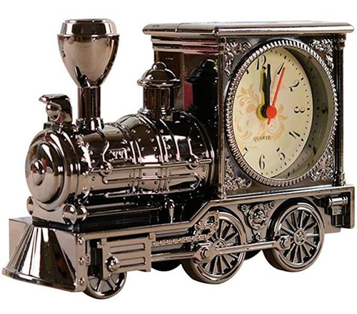 Favomoto Reloj De Tren Retro Gris Modelo De Tren Locomotora.