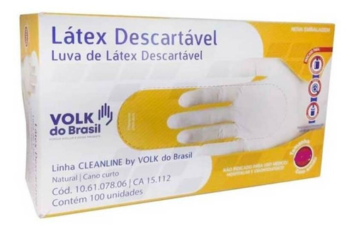 Luvas descartáveis Volk do Brasil Descartável cor branco tamanho P de látex com pó x 100 unidades
