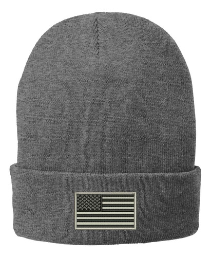 Trendy Shop Gorro Largo Doblado De Invierno Con Bordado Gris