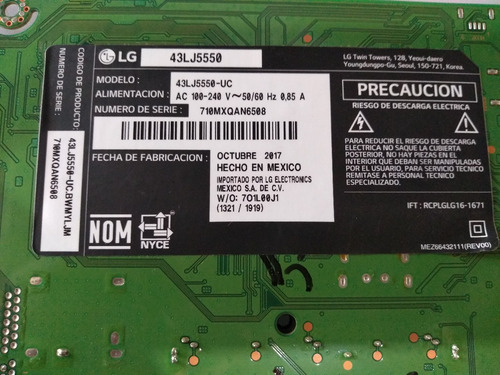 Fuente LG 43lj5550 Eax67264001 (Usado)
