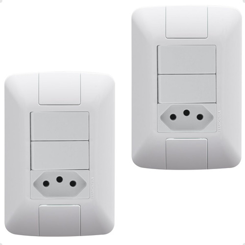 2 Interruptor Modular Duplo E Tomada Simples 10a Tramontina