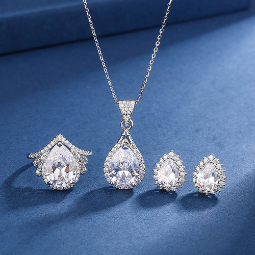 Juego De Collares Y Pendientes De Cristal Con Forma De Gota