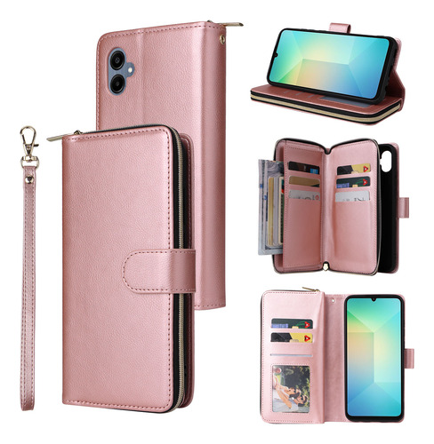 Funda De Piel Tipo Cartera Con Cierre De Tarjeta Para Samsun