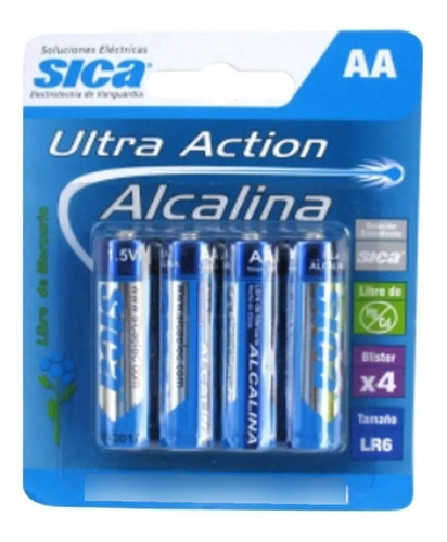 Blister X4 Pilas Doble Aa Alcalinas 1,5v Sica No Recargable 