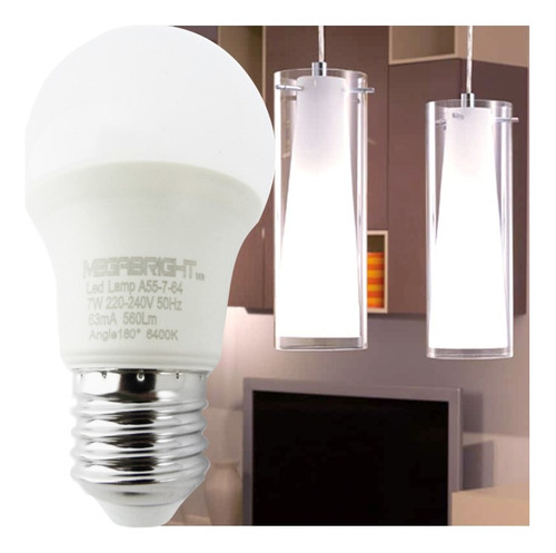 Ampolleta Led 7watt Base E-27 Megabright Luz Blanca Fria