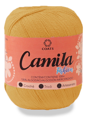 Linha Camila Fashion - 100% Algodão - Crochê Tricô 150g 500m Cor 00309 - Mostarda