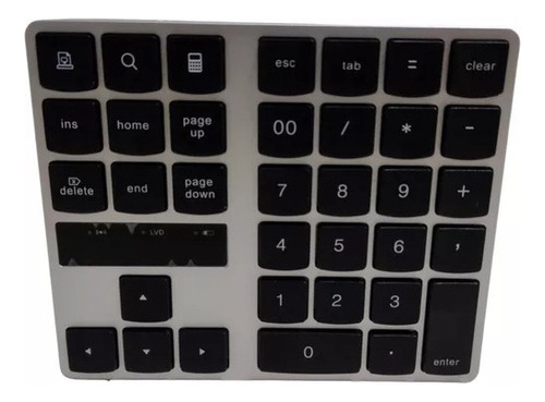 Mini Teclado Numérico Inalámbrico Recargable Portable 35 Tec Color del teclado Gris
