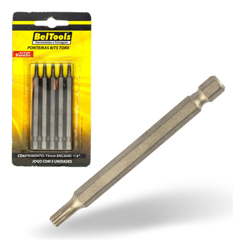 Kit C/ 5 Ponta Bit Torx 75mmx1/4xt25 Beltools