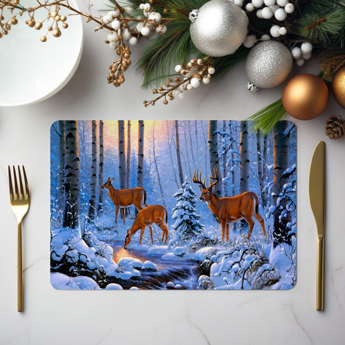 Manteles Navideños Con Renos Individuales
