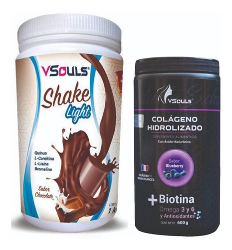 Vsouls Malteada Shake Light Chocolate Y Colageno+biotina 