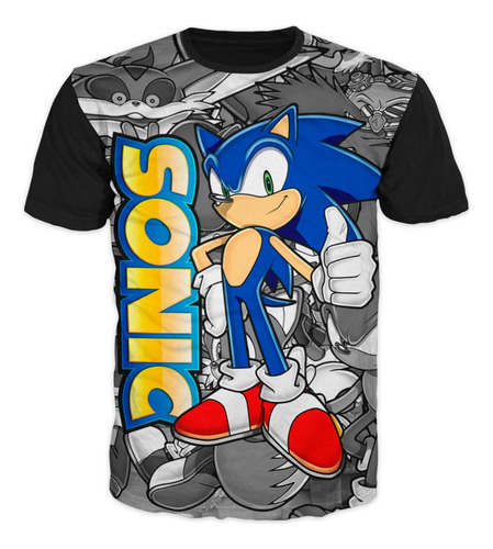 Camiseta Sonic Estampada  Niños Adultos Calidad