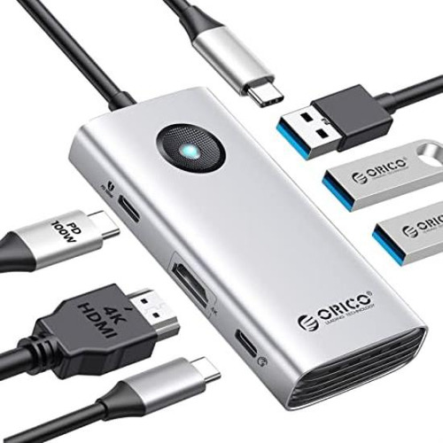 Estación De Acoplamiento Orico Usb C, Dongle Usb C 6 En 1 Co