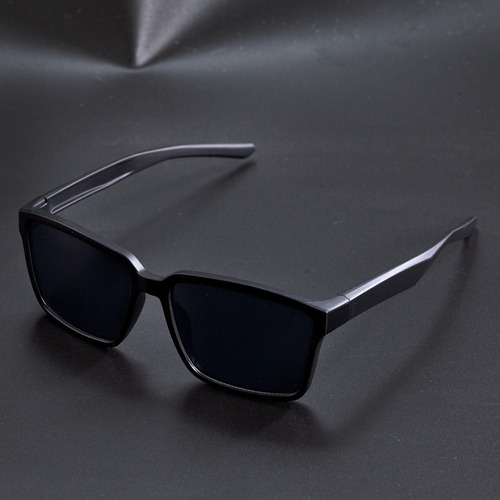 Óculos Sol Masculino Preto Polarizado Emborrachado Desenho Liso