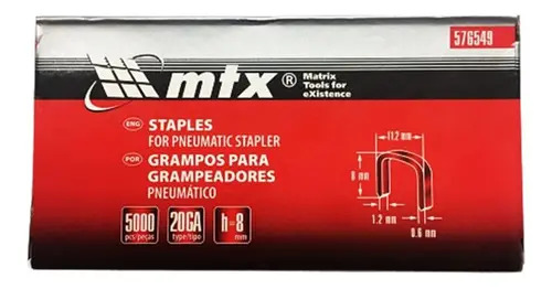 Grampos 8mm Para Grampeador Pneumático 576549 Mtx