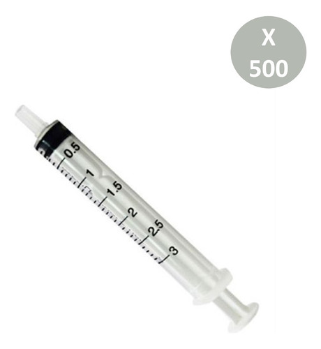 Jeringa Descatartable De 3 Ml X 500 Unidades Marca Sr