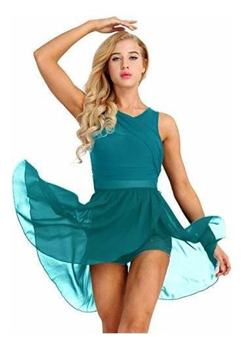 Acsuss Lyrical Vestido De Baile Para Mujer Ilusión Cuello En