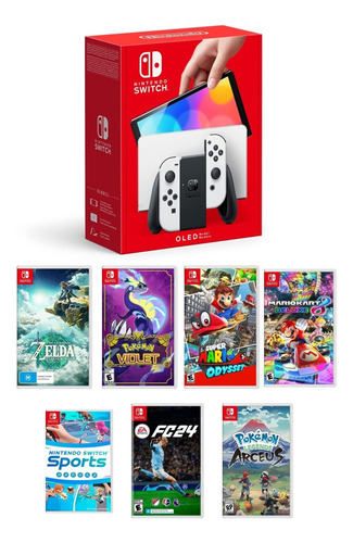 Nintendo Switch Oled Blanco 64gb +128 Gb + 7juegos Digitales