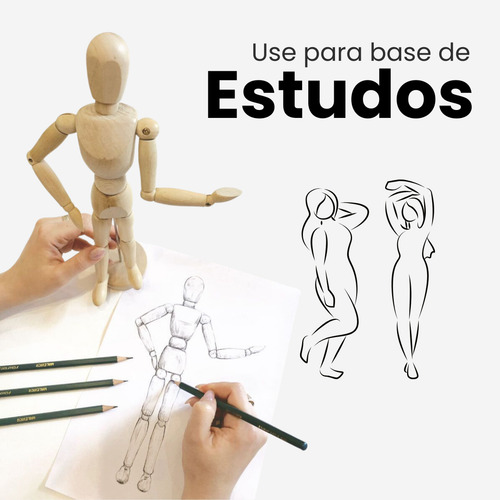 Boneco Articulado 30cm Manequim De Madeira Clara Decoração
