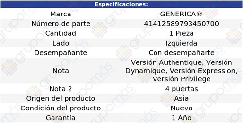 (1) Luna Izq C/desemp Generica Renault Fluence 11_17