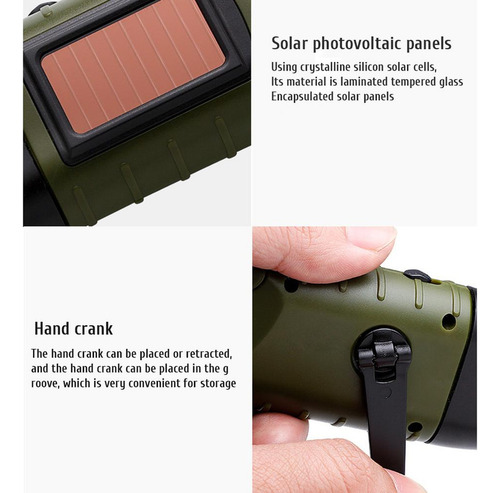 - Linterna De Manivela Con Energía Solar Recargable De