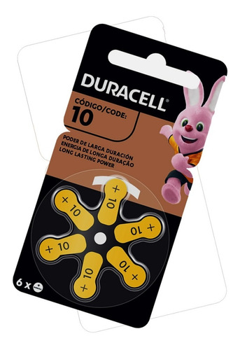 Pack 6 Pilas Duracell Tamaño 10 Para Audífonos - 1.45v      