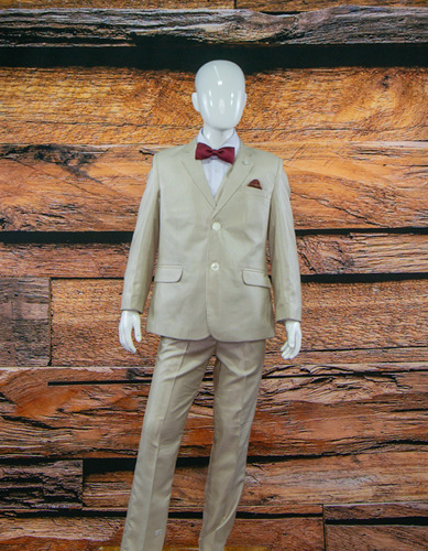 Traje Formal Niño/juvenil Australia Kaki Y Camisa Y Corbata