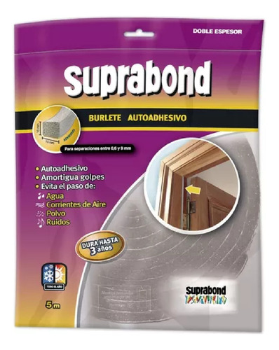 Burlete Autoadhesivo Suprabond De Doble Espesor 10x10x5m