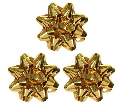 Moño Estrella Dorado Para Regalo Diametro 2.5 Cm X 100 Und