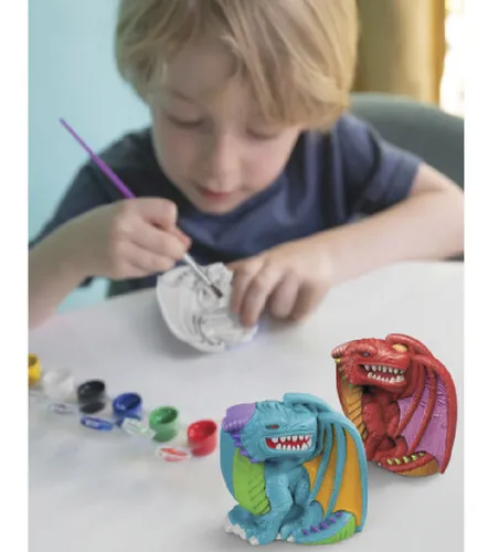 Juego Educativo 4m Moldear Y Pintar Dragones 3d En Yeso