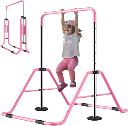 Barra Para Gimnasia Slsy, Infantil, Altura Ajustable, Rosa