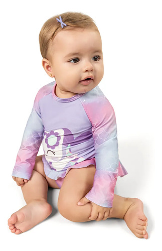 Kit Camiseta E Biquini Bebes Gatinha Proteção Uv50 Kamylus