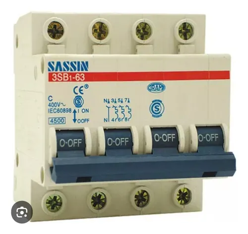 Interruptor Llave Térmica Tetrapolar 25 Amp Sassin 4 Polos