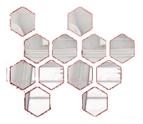 Espelho Acrilico Decorativo Hexagono 12 Pcs 12x10cm