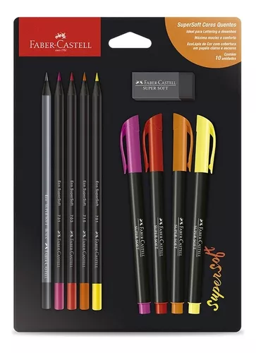 Lápis de cor EcoLápis Faber-Castell SuperSoft com 12 cores quentes