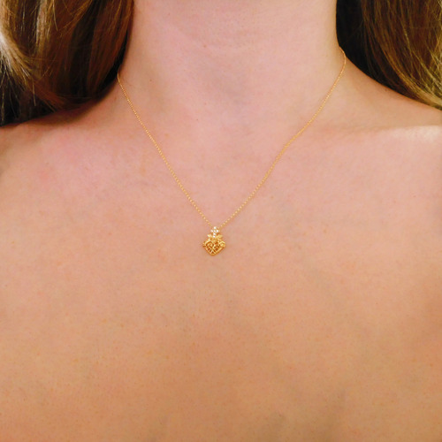 Pingente Sagrado Coração Jesus Com Zircônias Em Ouro 18k
