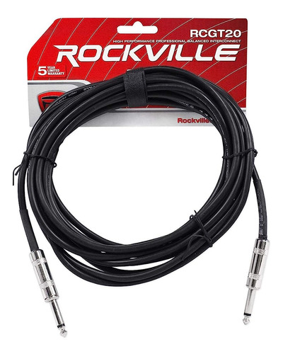 Rockville Rcgt20b 20' 1/4'' Ts A 1/4'' Ts Instrumento Cable-