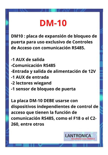 Imagen 2 de 9 de Placa Expansión Bloqueo Puerta Dm10 Zkteco P/ Control Acceso