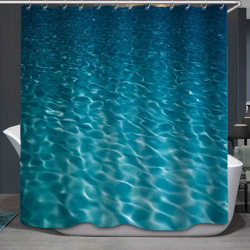 Cortina De Ducha Con Decoración Del Océano, Olas Azules Suba