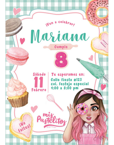 Invitación Digital Mis Pastelitos Cumpleaños Tarjeta Gratis
