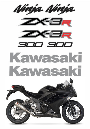 Adesivos Compatível Kawasaki Ninja 300 Zx-3r Preta Kit 019 Cor MOTO NINJA 300 ZX-3R PRETA