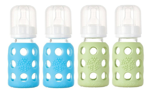 Lifefactory - Botellas De Cristal Para Bebé (4 Onzas, En Col