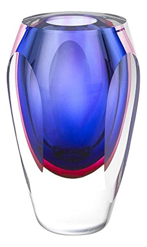 Badash J515 Astra Murano Style Art Glass Jarrón Rosa Y Viole