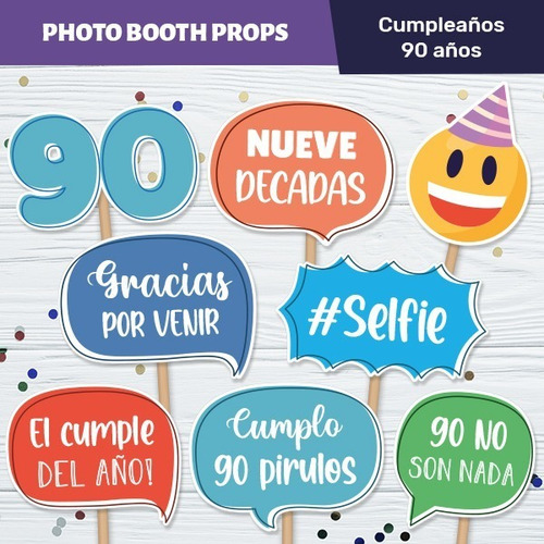 Photo Props Cumple 90 Años Carteles Imprimibles