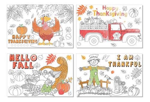 Mantel Individual Papel Accion Gracia Para Niño Pavo Fiesta